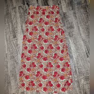 Chances R Vintage Floral Leopard Maxi Skirt Boho Fall Statement Large Edgy Roses
